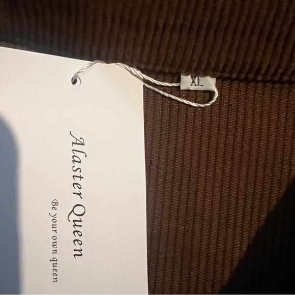 NWT Alaster Queen Brown Corduroy Button Front Shirt Dress XL - Picture 3 of 7